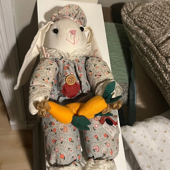 Vtg 70s SPRINGWATER COOKIE CO Primitive Bunny Rabbit Shelf Sitter Easter Nursery - Picture 7 of 10